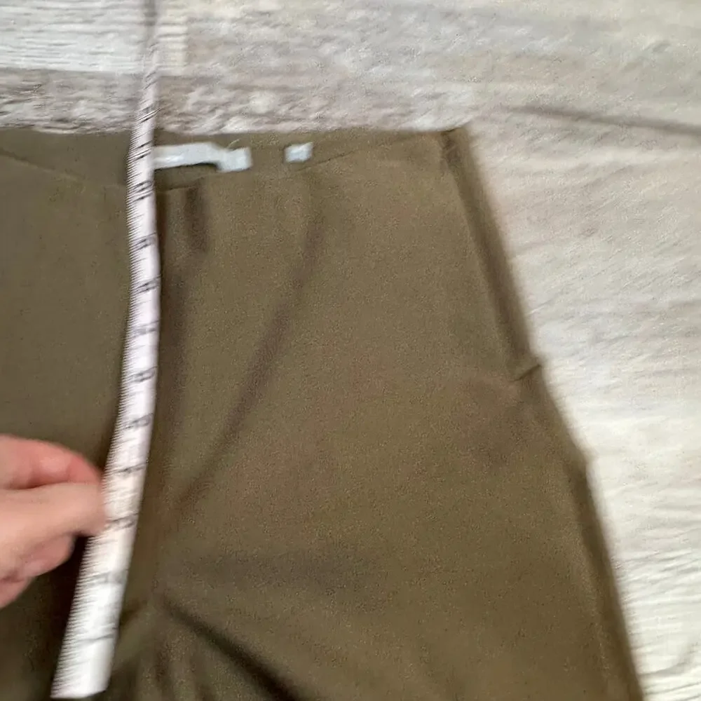 Vince Pants Olive Straight Leg High Rise Stretch Minimalist Workwear Office S